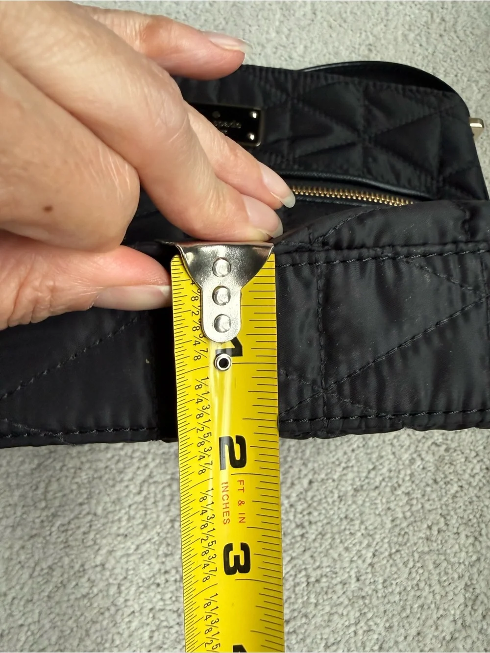 Kate Spade New York Black Quilted Nylon Crossbody Shoulder Bag Gold Tone